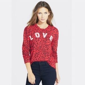 SUNDRY‎ Leopard Print LOVE Sweatshirt Red Size XS 0